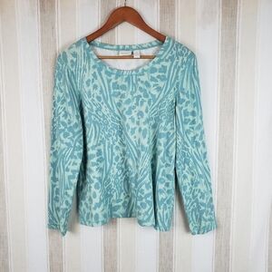 Chico's Long Sleeved‎ Tshirt Blue Size 1 Medium